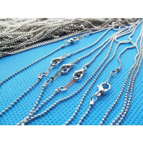 50pcs 42cm Silver tone/White K 1.30mm Polished Ball Link Chain,Necklace Chain Charm Finding,DIY Accessorry Jewelry Making