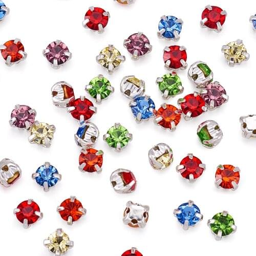 50pcs Square Grade A Glass Crystal Rhinestone Beads Montee beads for Sewing Garments Accessories Making Jewelry Bracelets 4x4mm