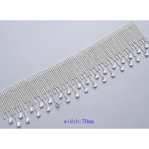 5Yds Rhinestone Trim Fringe By The Yard Rhinestone Chain Bridal Trim Tassel Crystal Clear Applique Free Shipping