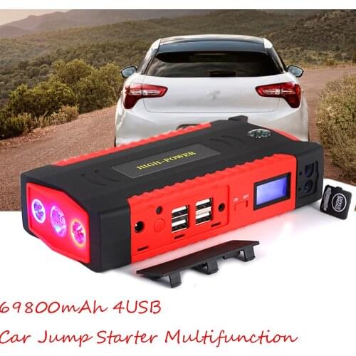 69800mAh 4USB Car Jump Starter Multifunction Emergency Charger Battery Power Bank Pack Booster 12V Starting Device Waterproof