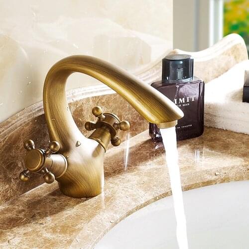 Antique Basin Faucet Brass Mixer Bathroom sink faucet Deck Mount Bath taps Faucet Water Sink Tap Crane Torneira Do Anheiro
