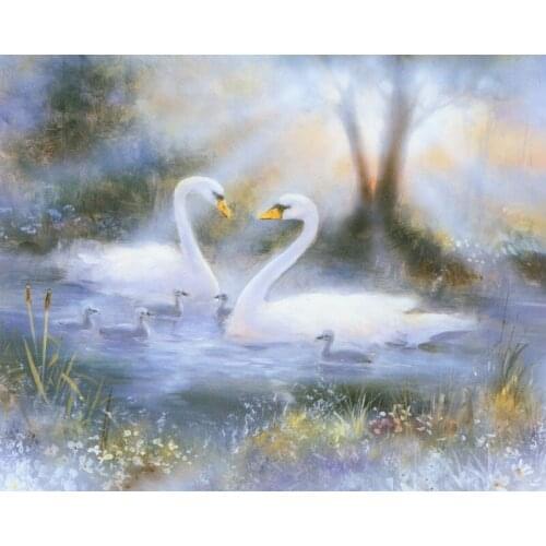 Free shipping realist animal white swan landscape oil painting canvas painting prints printed on canvas decoration picture
