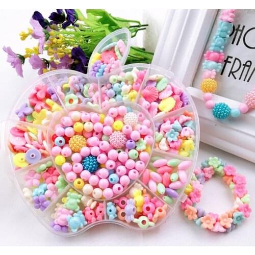 Beaded Toys Plastic Acrylic Bead Kit DIY Toys Jewelry Making Kids Beads Creative Birthday Gifts For Girl