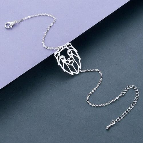 Chandler Brand Origami Lion Pendant Geometric Lion Chain Bracelet & Bangle Animal Charm Bracelete Stainless Steel Simple Jewelry