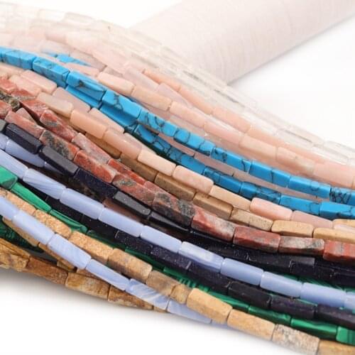 Apx 29pcs/lot Green Malachite Pink Opal Square Natural Stone Beads For Jewelry Making Loose Spacer Beads DIY Bracelets Wholesale