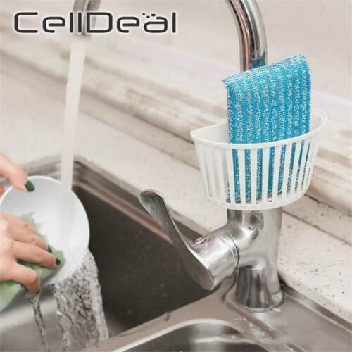 CellDeal Debris Drain Rack Sink Plastic Hanging Basket Racks Shelf Basket Spout Holder Sponge Storage Kitchen Supplies Faucet