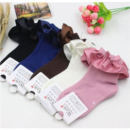 2020 Spring Baby Girls Kids Cotton Socks BowKnot Fish Ruffle Frilly Ankle Short Sock Breathable Girls Princess Socks