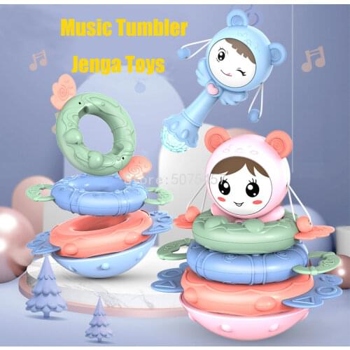 Baby Musical Toy Rattles For Kids Infant Interactive Stacking Ring Tower Early Learning Elephant Toddler Educational Tumbler Toy