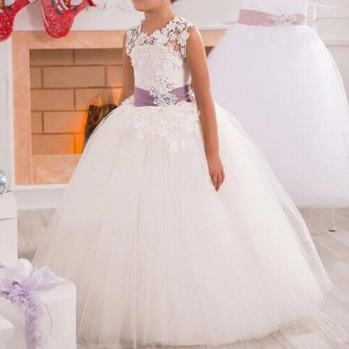 Kids Flower Girl Dresses For First Communion Pageant Wedding Easter Graduation Bridesmaid Prom Gown Big Girls Applique Dresses