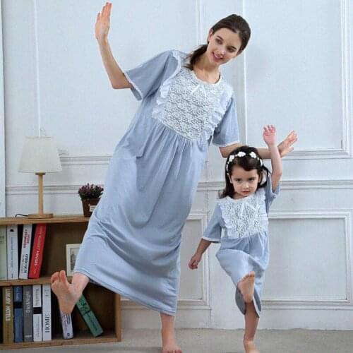 Girl Long Dress Princess Nightdress Pajamas Cotton Family Matching Clothes Nightdress Family Look 2022 Mommy And Me Clothes