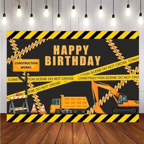 Construction Dump Truck Photography Backdrop Boys Birthday Party Cars Photo Studio Background Decor Banner Prop