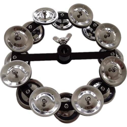 Hot-Musical Kalimba Portable Percussion Hi-Hat Tambourine with Row Alloy Jingles Drum Set Musical Accessories