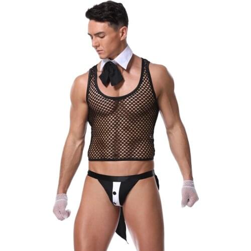 Hot Erotic Men Sexy Waiter Outfit Cosplay Costume Men Maid Lingerie Cosplay Costumes for Sexy Men