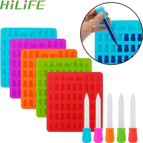 HILIFE 53-Cavity Candy Chocolate Dessert Mold Mold Tray Gummy 3D Bears Silicone Mold Fondant Cake Decorating DIY Baking Tool