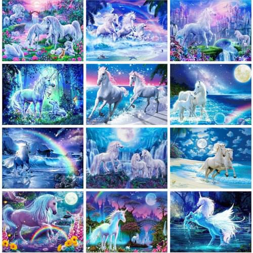 HUACAN Full Square Drill Diamond Painting Horse Picture Of Rhinestone 5D Diamond Embroidery Animal Mosaic Seaside Decor For Home