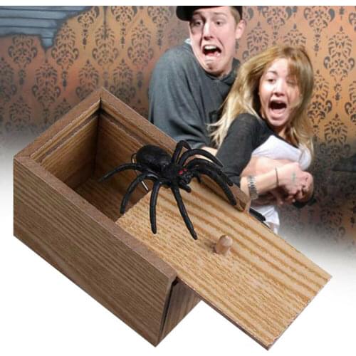 Prank Toy Surprise Box Animal Spider Wooden Box Practical Fun Joke Mischievous Scare Toy Gift Scared Whole Screaming