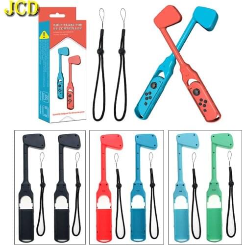 JCD 2PCS Retractable Golf Club For NS Switch Controller Golf Clubs Grip Adapter Case For Joy-Con Golf Games Accessories W/ Wrist