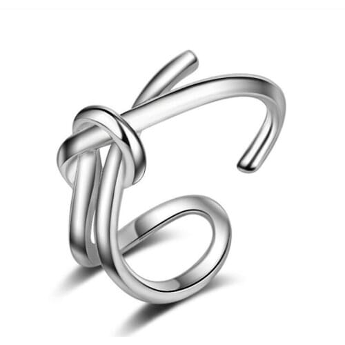 KOFSAC New Fashion 925 Sterling Silver Rings For Women Minimalism Double-laye Interweave lines Ring Jewelry Valentines Day Gift