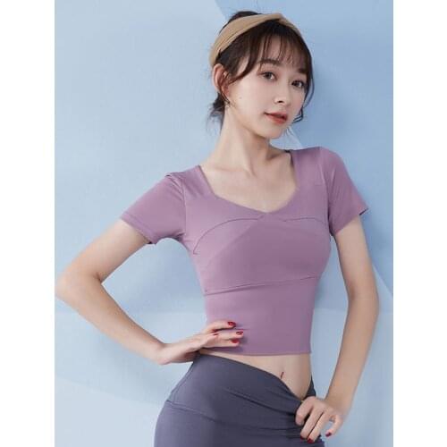 Yoga Crop Top Yoga Top Womens Spring Summer Running Short Sleeve Sports T-shirt Elastic Top Deportivo Mujer Camisetas