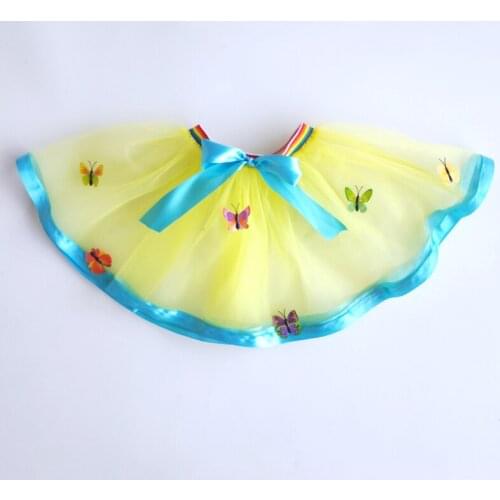 Butterfly Summer Baby Yellow Tulle Tutu Skirt Colorful Pom Princess Mini Dress Children Clothing Pettiskirt Girl Clothes