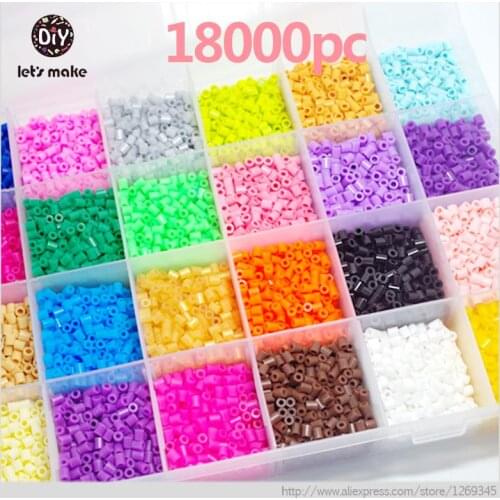 Lets Make 5mm Perler Beads 28 Colors 18000pcs Box Set 3 Template+5 Iron Papers+2 Tweezers Fuse Hama Bead Diy Educational Beads