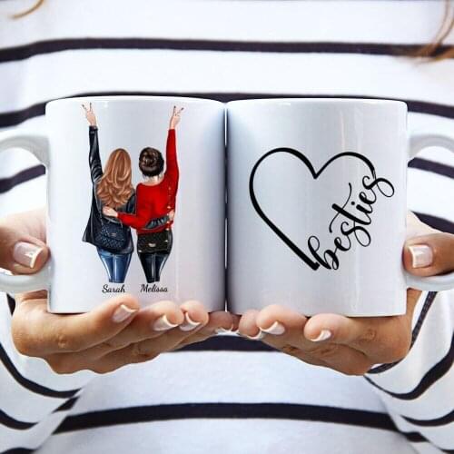 Best Friends Mugs Personalized 2 Girls Coffee Mug Custom Made Cups Besties RR2089