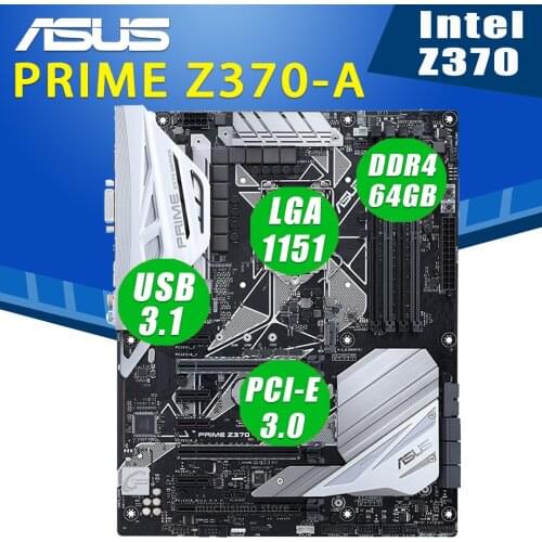 Asus PRIME Z370-A Motherboard LGA 1151 Support 8th-Gen Core i7 i5 i3 DDR4 64GB PCI-E 3.0 Overlocking Intel Z370 Placa-Mãe 1151