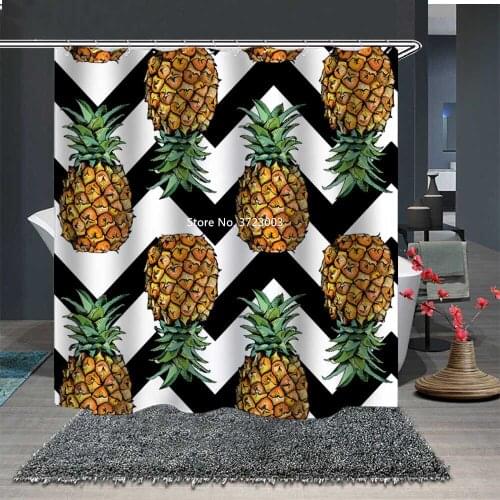Fashion Flower and Bird Fruit Printing Polyester Shower Curtain 3D Perforation-free Decorative Shower Curtain for Home Bathroom