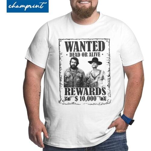 Men T-Shirts Bud Spencer Terence Hill Wanted Lo Chimavano Trinity Epic Movie Hipster Big Tall Tees Big Size 4XL 5XL 6XL T Shirts