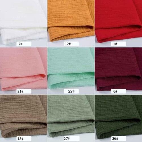Soft Solid Double Pleated Linen Cotton Fabric For Dress Shirts, By The Meter, Black, White, Pink, Gray, Green, Blue, Yellow