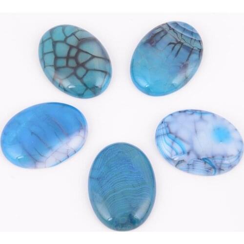 Natural Stone Light Blue Dragon Vein Agates Cabochon Beads Fit DIY Jewelry Necklaces Rings Bracelets Making Needlework J160