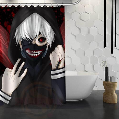 New Tokyo Ghoul Anime Custom Shower Curtain With Hooks Fabric Bathroom Curtain eco-friendly Waterproof shower curtain