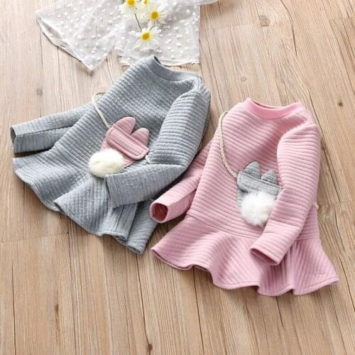 New 2021 Girls Dress Autumn and Winter 2-6Y Childrens Princess Dresses Baby Long Sleeve Birthday Girl Dress Casual Kids Clothes