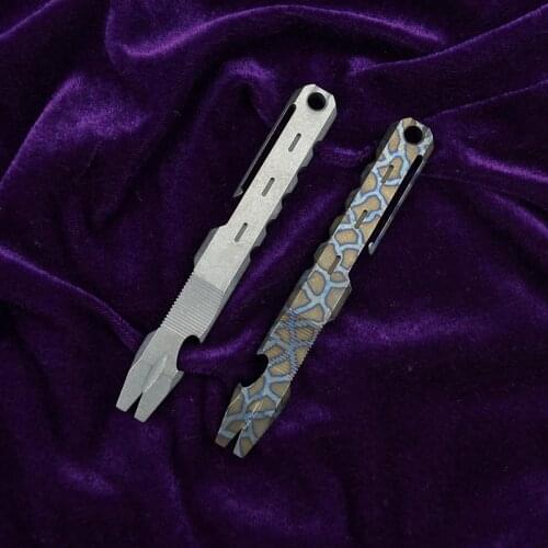 LEMIFSHE Original Crowbar titanium anodic oxidation Staple Round Shank Flat Head Pointed Crowbar camping hunting EDC Tools