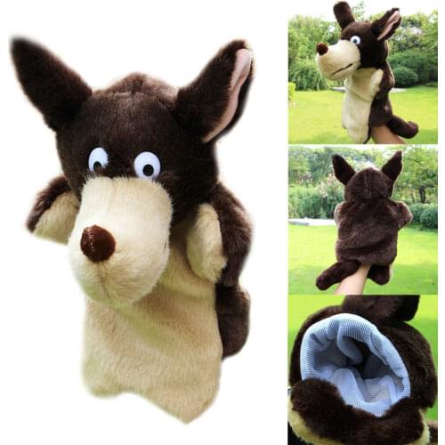 Animal Plush Hand Puppets Kids Wolf Shape Hand Puppets Soft Parent-Child Game Plush Toys Kid Children Pretend Playing Dolls Toys