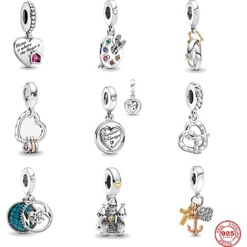 Fit Original Pandora Charms Bracelet 925 Sterling Silver Artists Palette Love My Home Dangle bead DIY Jewelry Making Berloque