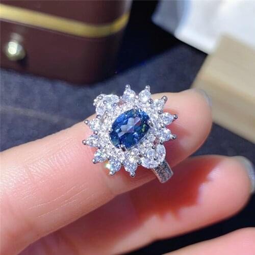 Natural Topaz Ring 925 Silver Womens Ring Luxury Atmosphere Fashion All-match