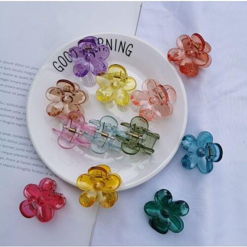 SHUANGR Korean Adorable Colorful Transparent Flower Resin Hair Clip Hairpin Accessories for Girls Women Headwear