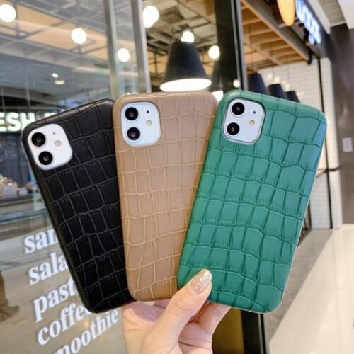 Stylish solid color crocodile phone case For iphone 12 Mini 11 pro XS max XR X SE2020 6 7 8 plus 6S Matte soft back cover Luxury
