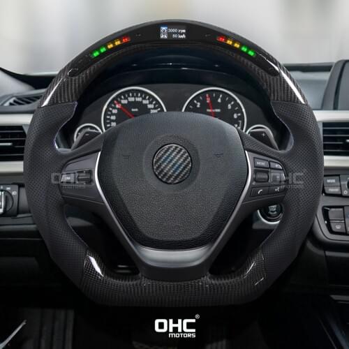 100% Real Carbon Fiber LED Performance Steering Wheel compatible for F20 F30 F32 3 Series M1 M2 M3 M4