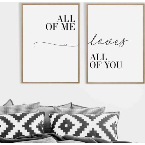 All Of Me Loves All Of You Quotes Couple Love Poster Canvas Painting Wall Pictures Modern Wedding Home Decoration Gifts