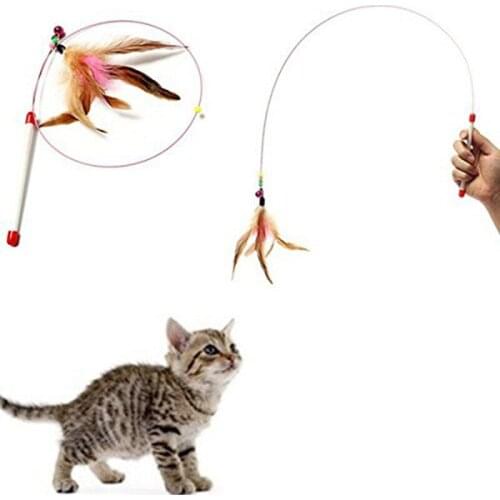 1pcs Funny Cat Toy Tease Cat Stick With Bell Kitten Pet Cat Interactive Fun Toy Feather Cat Toy Long Wand Pet Supplies