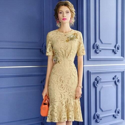 New Luxury 2021 Designer Celebrities Lace party dress autumn Women Dress Plus Size s 3xl summer ladies Buttock fishtail dresses