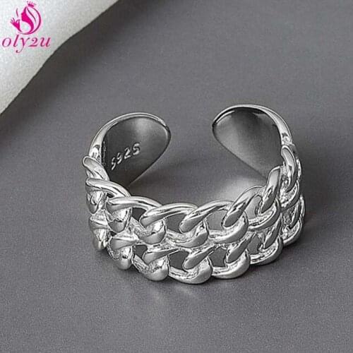 Gold Chunky Wide Chain Link Link Twisted Geometric Ring Women Retro Open Ring Adjustable 2020 Fashion Christmas Gift anillos