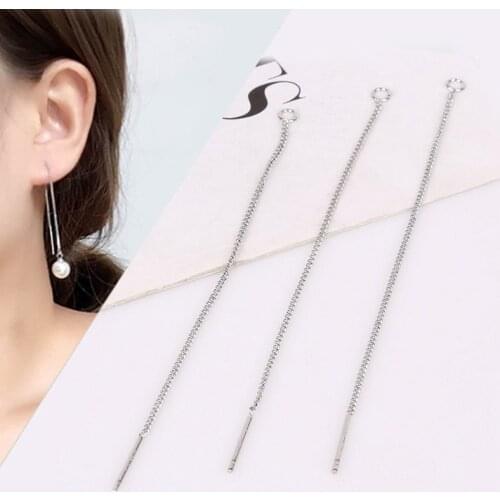 1Pcs Length Approx 80mm Gold Silver Earring Metal Chain Long Tassel Chain For DIY Drop Dangle Earrings Jewelry Making