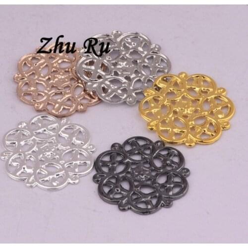 20pcs ZHU RU 13.5mm Charms flowers Chinese style Retro Carving birds Pendants Making DIY Handmade Jewelry ornamentation