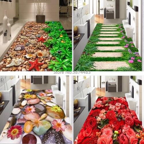 200*300cm Pastoral Country Style 3D Three-dimensional Flower Grass Cobblestone Bedroom Door Living Room Floor Mat