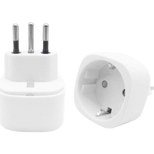3Pin Italy Switzerland Plug to 2Pin European Socket Conversion Plug 10A 250V Travel Adapter Wall Charger Adapter Socket White