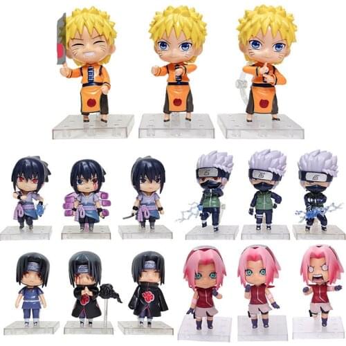 3 Pcs/Lot Uzumaki Narutoed Shippuden Anime Action Figure Hatake Kakashi 19 Q Version Model Statue Collectible Toy Figma Gifts