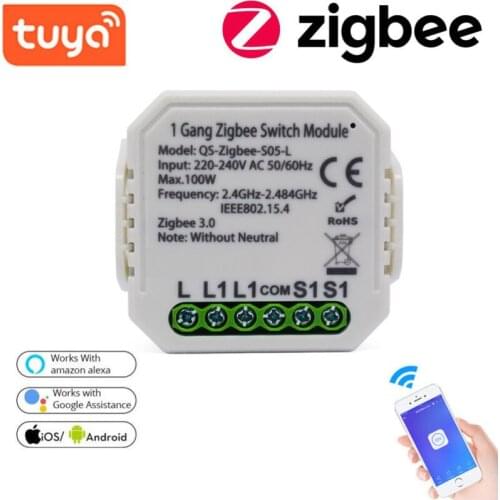 3PCS Tuya ZigBee 3.0 Relay Module Smart Light Switch No Neutral Line Smart Switch Automation Modules Works With Alexa Google